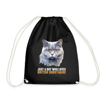 Cat Cats British Shorthair British Shorthair - Drawstring Bag - black - Front