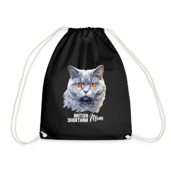Cat Cats British Shorthair British Shorthair - Drawstring Bag - black - Front