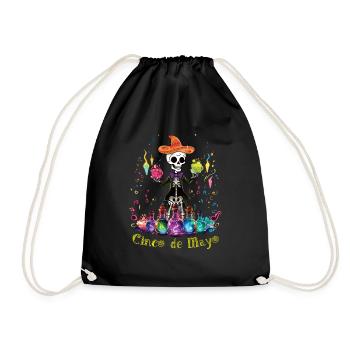 Cinco De Mayo Magic Potions Muertos Taco Sombrero - Drawstring Bag - black - Front
