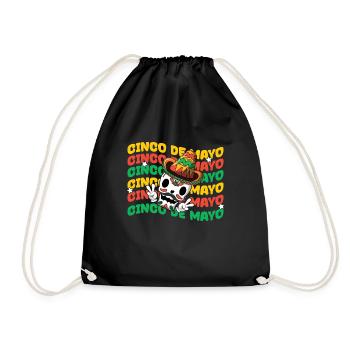 Retro Vintage Cinco De Mayo Muertos Taco Sombrero - Drawstring Bag - black - Front