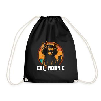 Ew People Cat Lustige Vintage Anti -soziale - Turnbeutel - Schwarz - Vorne