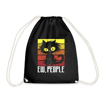 Ew People Cat Lustige Vintage Anti -soziale - Turnbeutel - Schwarz - Vorne