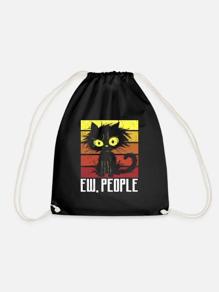 Ew People Cat Lustige Vintage Anti -soziale - Turnbeutel - Schwarz
