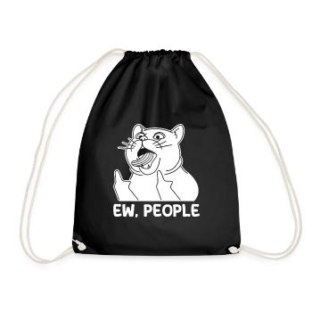 Ew People Cat Lustige Vintage Anti -soziale - Turnbeutel - Schwarz - Vorne
