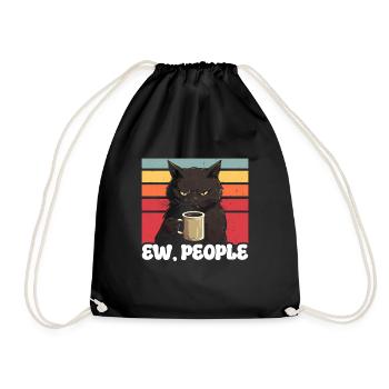 Ew People Cat Lustige Vintage Anti -soziale - Turnbeutel - Schwarz - Vorne