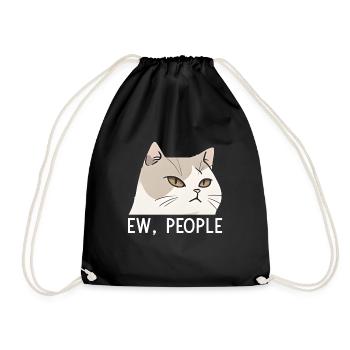Ew People Cat Lustige Vintage Anti -soziale - Turnbeutel - Schwarz - Vorne