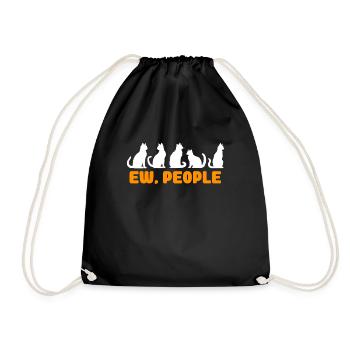 Ew People Cat Lustige Vintage Anti -soziale - Turnbeutel - Schwarz - Vorne