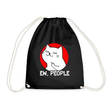 Ew People Cat Lustige Vintage Anti -soziale - Turnbeutel - Schwarz - Vorne