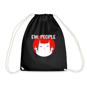 Ew People Cat Lustige Vintage Anti -soziale - Turnbeutel - Schwarz - Vorne