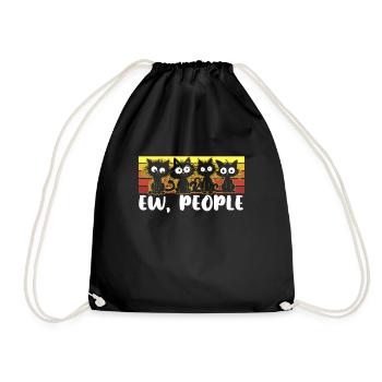 Ew People Cat Lustige Vintage Anti -soziale - Turnbeutel - Schwarz - Vorne