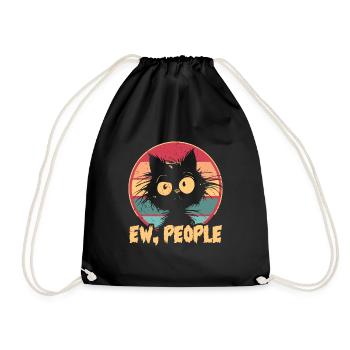 Ew People Cat Lustige Vintage Anti -soziale - Turnbeutel - Schwarz - Vorne