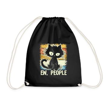 Ew People Cat Lustige Vintage Anti -soziale - Turnbeutel - Schwarz - Vorne