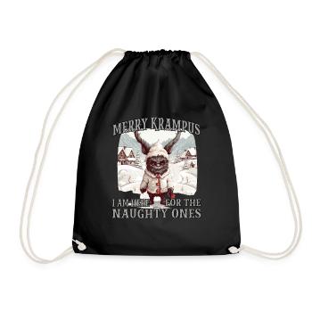 Krampus Maske | Kawaii Kramperl | Weihachtsmann - Turnbeutel - Schwarz - Vorne