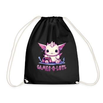 Gamer Axolotl Anime Axolotl T for gaming fans - Drawstring Bag - black - Front