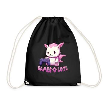Axolotl T Kawaii Axolotl Gaming amphibians Axolotl - Drawstring Bag - black - Front