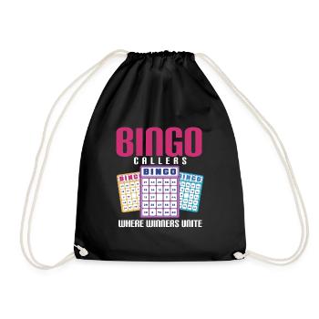 Bingo Caller Bingo Player Gambling Lottery - Drawstring Bag - black - Front