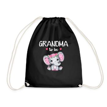 Grandma To Be Elephant Baby Shower Floral - Drawstring Bag - black - Front