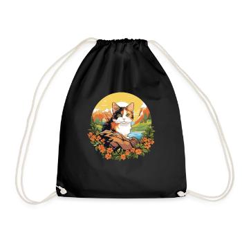 Chat calicot Chat porte-bonheur - Sac de sport léger - noir - Devant