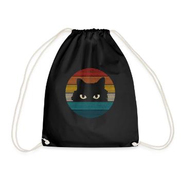 Katze Vintage Lustiges Geschenk - Turnbeutel - Schwarz - Vorne