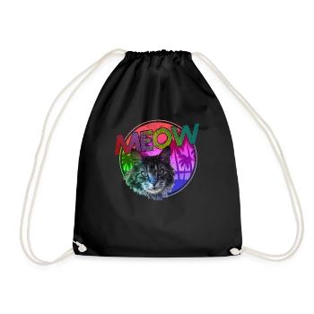 Cat Retro Funny Gift - Drawstring Bag - black - Front