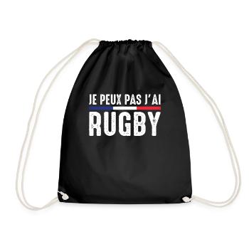 J'Peux Pas J'ai Rugby Joueur de Rugby france Drôle - Sac de sport léger - noir - Devant