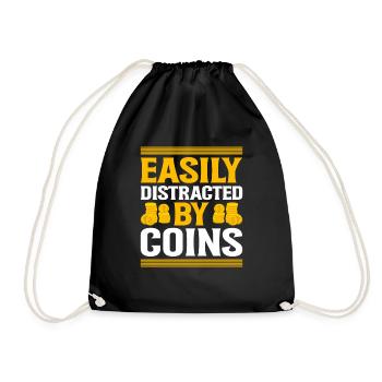 Coin Collectors Numismatics Collecting Coins - Drawstring Bag - black - Front