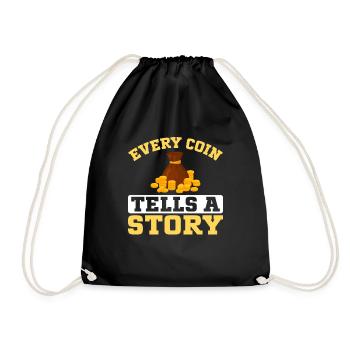 Coin Collectors Numismatics Collecting Coins - Drawstring Bag - black - Front