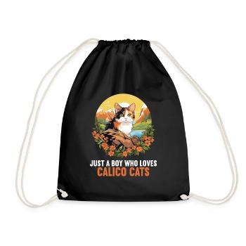 Calico Cat Lucky Cat - Drawstring Bag - black - Front