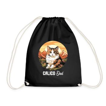 Calico Cat Lucky Cat - Drawstring Bag - black - Front