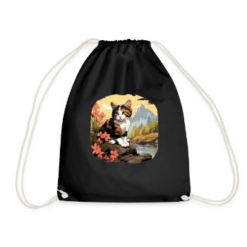 Chat calicot Chat porte-bonheur - Sac de sport léger - noir - Devant
