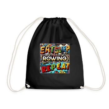 Eat sleep Rowing repeat - Drawstring Bag - black - Front
