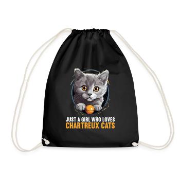 Chartreux Cat Carthusian Cat - Drawstring Bag - black - Front