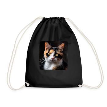 Chat calicot Chat porte-bonheur - Sac de sport léger - noir - Devant