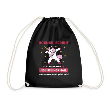 Normal Nanny Unicorn Dab Humor - Drawstring Bag - black - Front