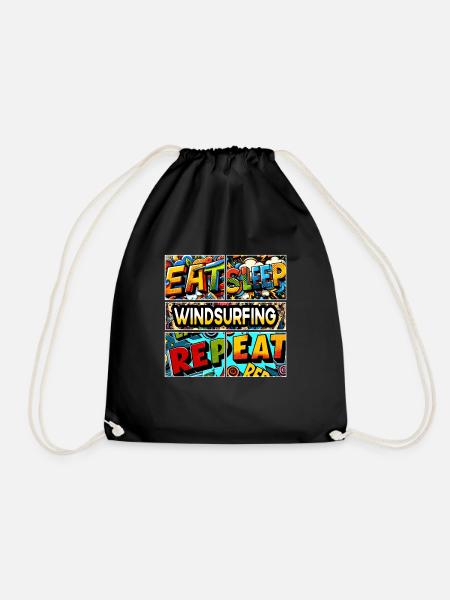 Eat sleep Windsurfing repeat - Turnbeutel - Schwarz