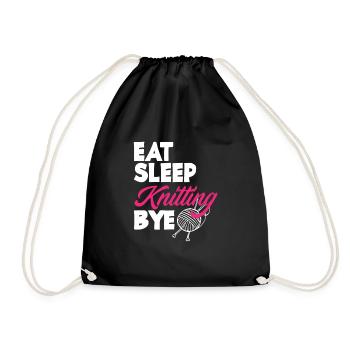 Funny Knitting Knitting Needle Gift - Drawstring Bag - black - Front
