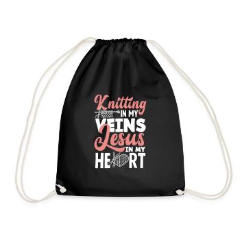 Drôle de tricot à l’aiguille à tricoter cadeau - Sac de sport léger - noir - Devant
