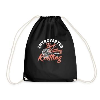 Drôle de tricot à l’aiguille à tricoter cadeau - Sac de sport léger - noir - Devant