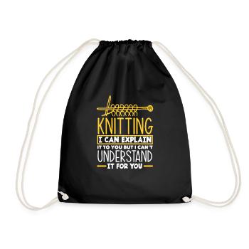 Lustiges Stricken Stricknadel Geschenk - Turnbeutel - Schwarz - Vorne