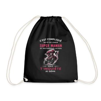 Moto Femme - Cadeau Maman Motarde - Sac de sport léger - noir - Devant