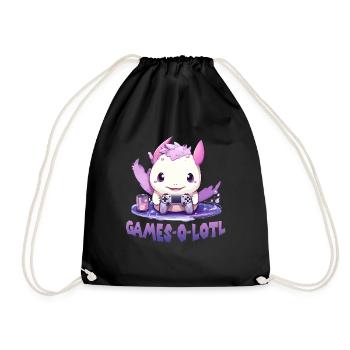 Axolotl tailed amphibian T Zocker Axolotl Kawaii - Drawstring Bag - black - Front