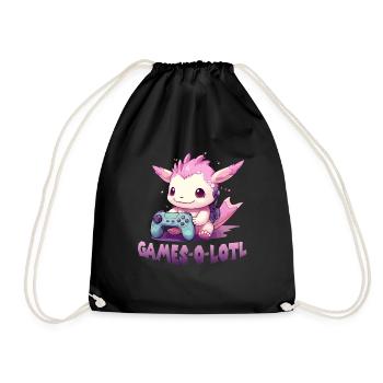 Gamer Axolotl Anime Axolotl T für Gaming Fans - Turnbeutel - Schwarz - Vorne