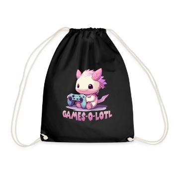 Axolotln T | Kawaii Stuff | Anime Axolotl Gamer - Turnbeutel - Schwarz - Vorne