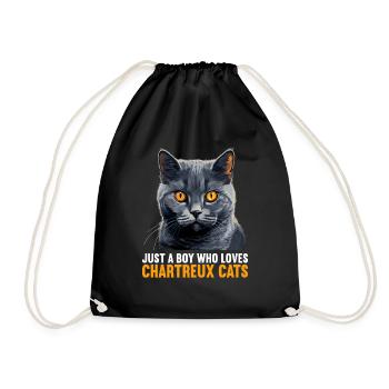 Chartreux Cat Carthusian Cat - Drawstring Bag - black - Front