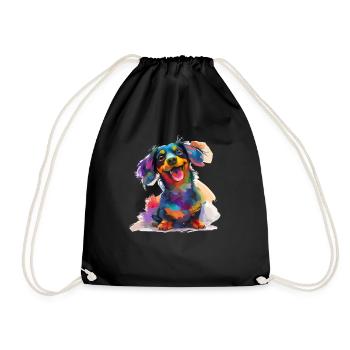 Dachshund dog owner T Teckle anatomy walk - Drawstring Bag - black - Front