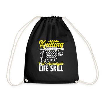 Drôle de tricot à l’aiguille à tricoter cadeau - Sac de sport léger - noir - Devant