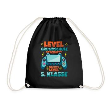 Level Elementary School Cleared Next Level 5. - Drawstring Bag - black - Front