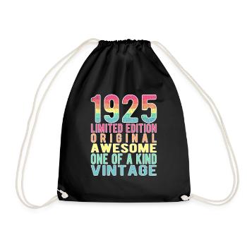 Limited Edition seit 1925 Geburtstag Vintage 1925 - Turnbeutel - Schwarz - Vorne