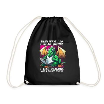 Dragons Und Bücher Nerd Dragon Liebhaber - Turnbeutel - Schwarz - Vorne
