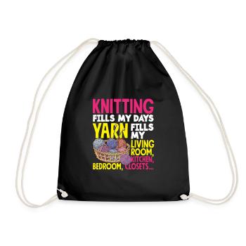 Drôle de tricot à l’aiguille à tricoter cadeau - Sac de sport léger - noir - Devant